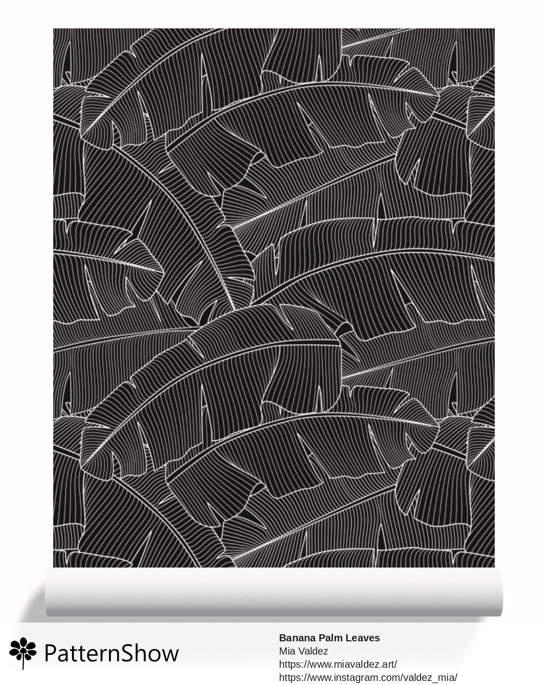 Banana Palm Leaves wallpaper - Banana Palm Leaves Black and Off-White