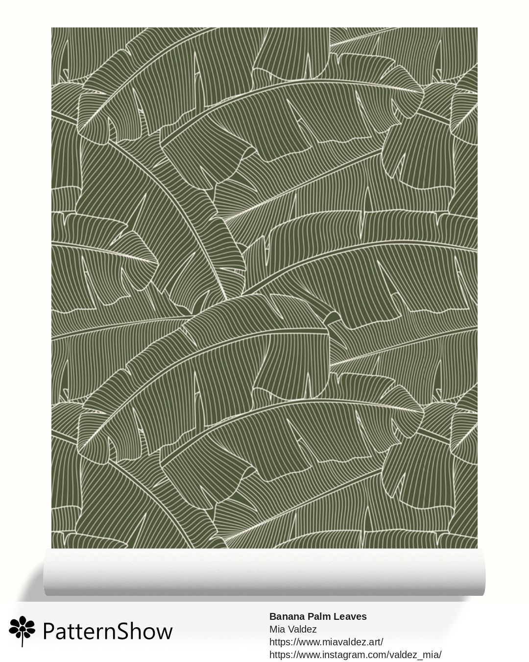 Banana Palm Leaves wallpaper - Banana Palm Leaves Chive Green Eggshell
