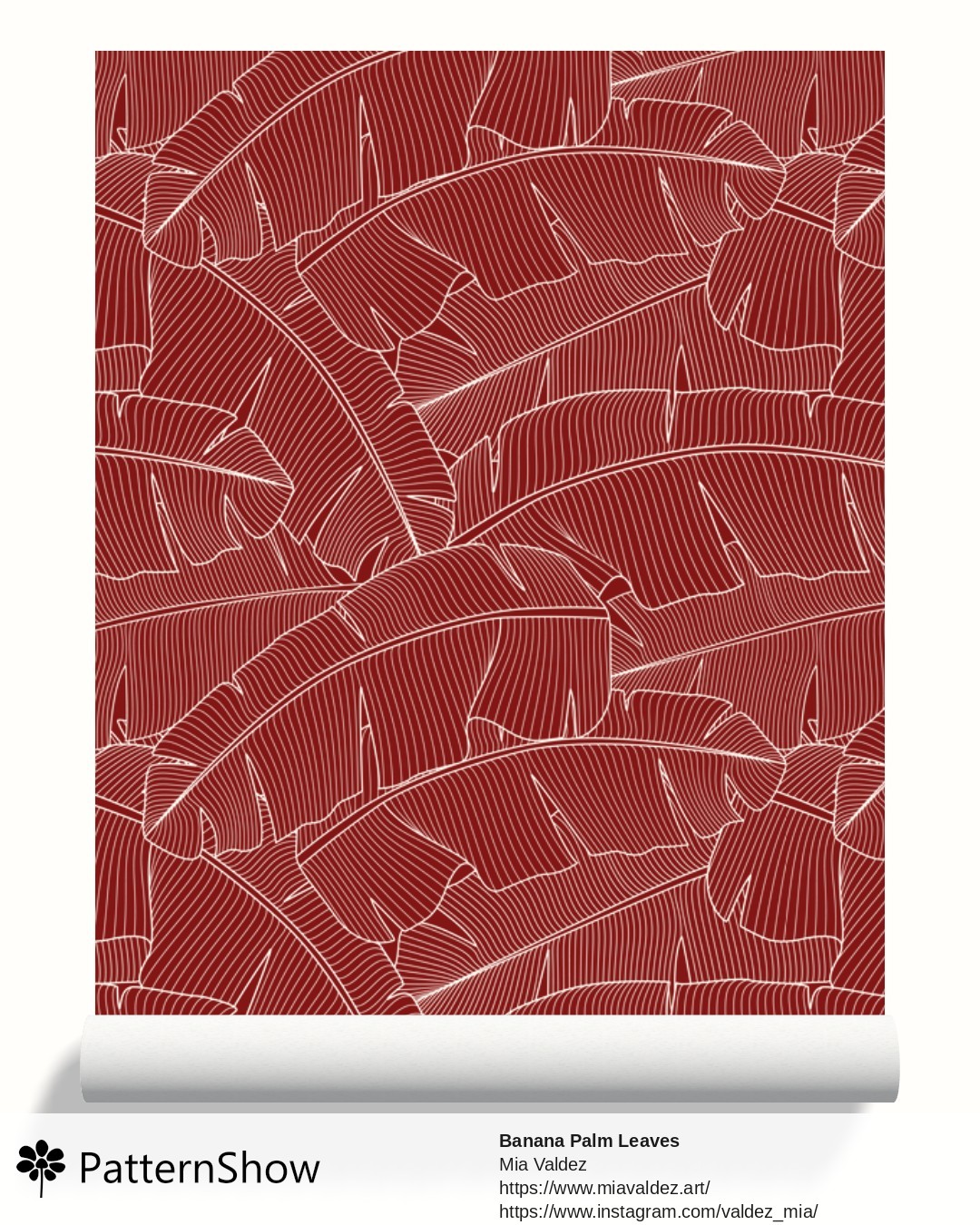Banana Palm Leaves wallpaper - Banana Palm Leaves Maroon and Eggshell