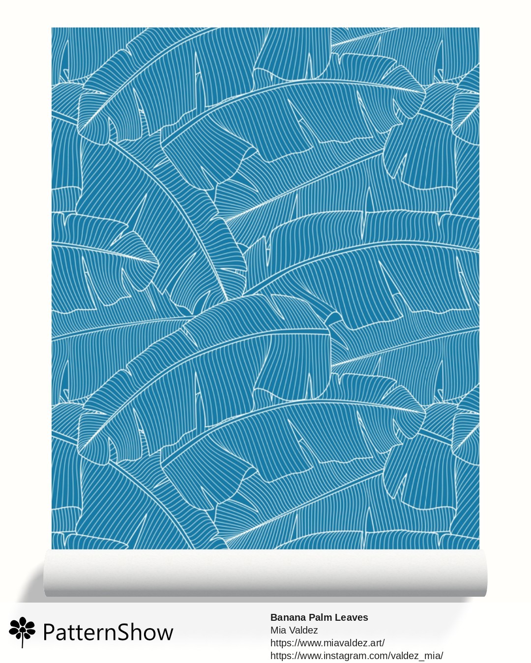 Banana Palm Leaves wallpaper - Banana Palm Leaves Blue Hawaiian Surf and Off-White