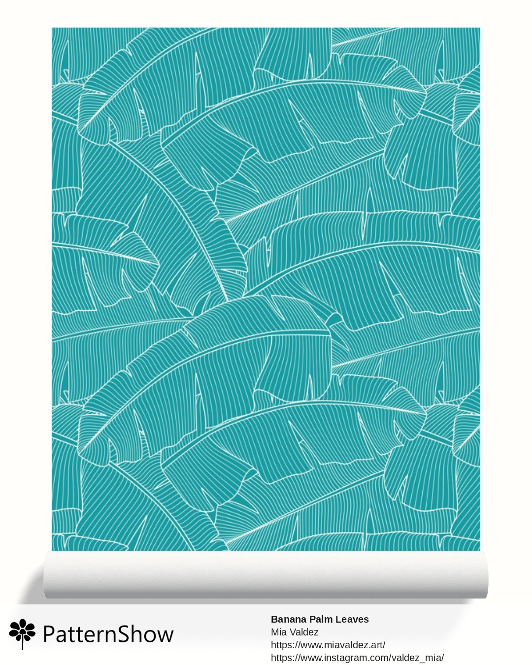 Banana Palm Leaves wallpaper - Banana Palm Leaves Blue Peacock and Off White