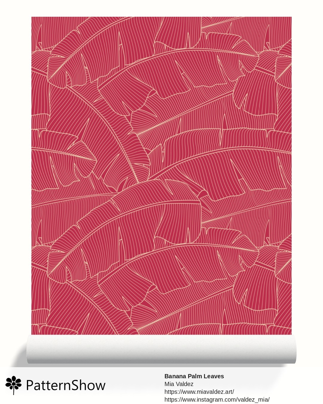 Banana Palm Leaves wallpaper - Banana Palm Leaves Viva Magenta and Gray Sand