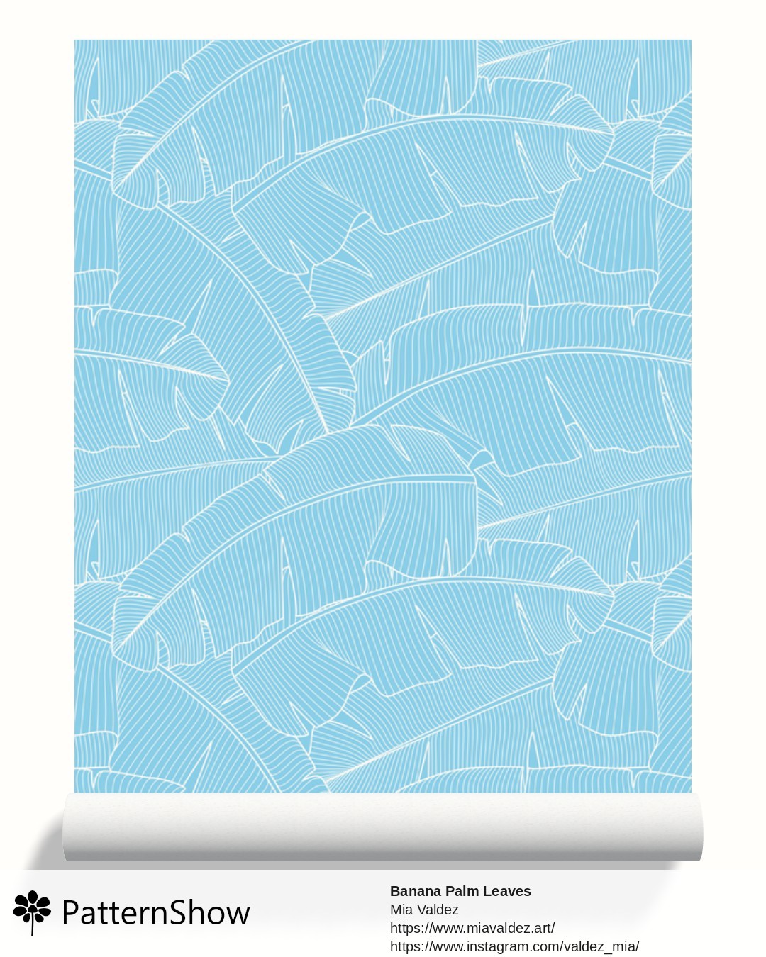 Banana Palm Leaves wallpaper - Banana Palm Leaves Sky Blue and Off-White