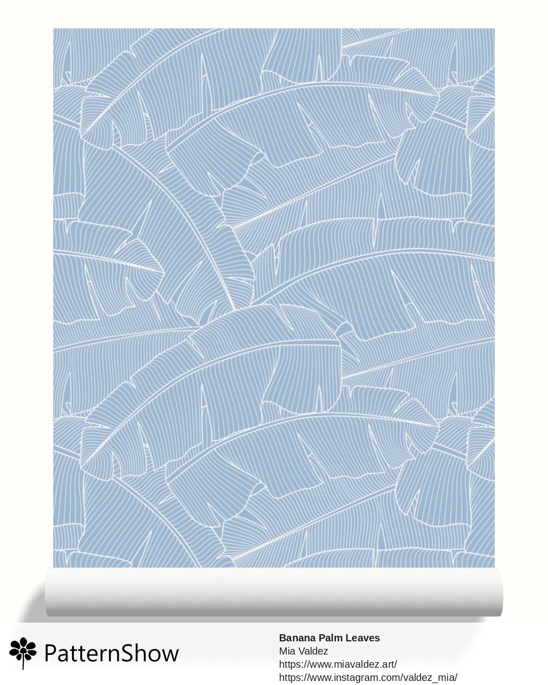 Banana Palm Leaves wallpaper - Banana Palm Leaves Cerulean and Off-White