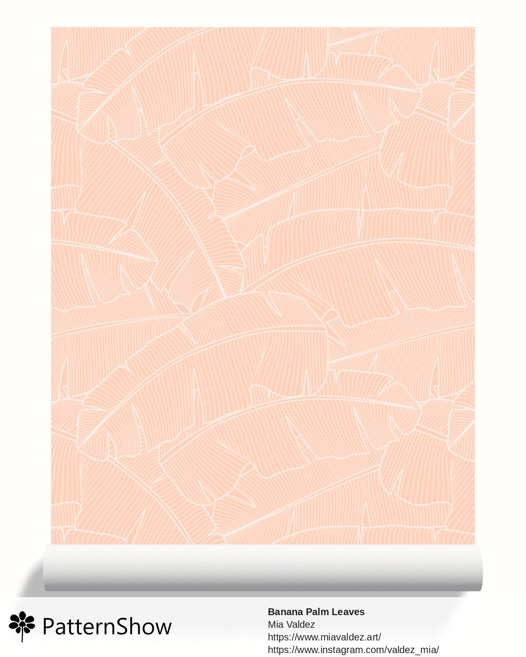 Banana Palm Leaves wallpaper - Banana Palm Leaves Pale Peach and Off-White