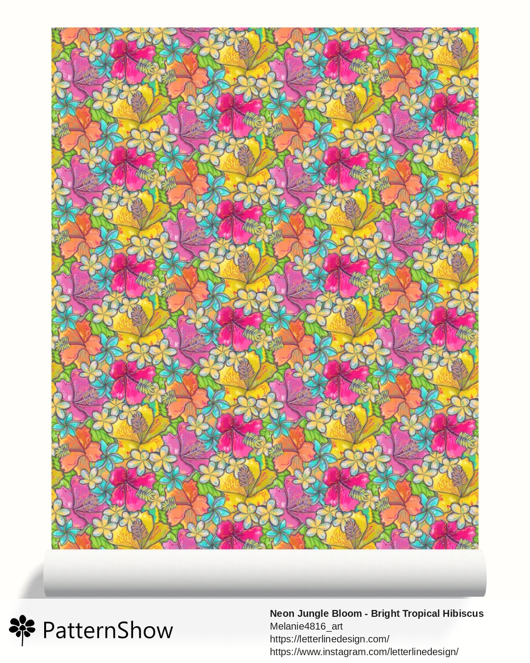 Neon Jungle Bloom - Bright Tropical Hibiscus Funky Floral in Bold Colors wallpaper - Neon Jungle Bloom