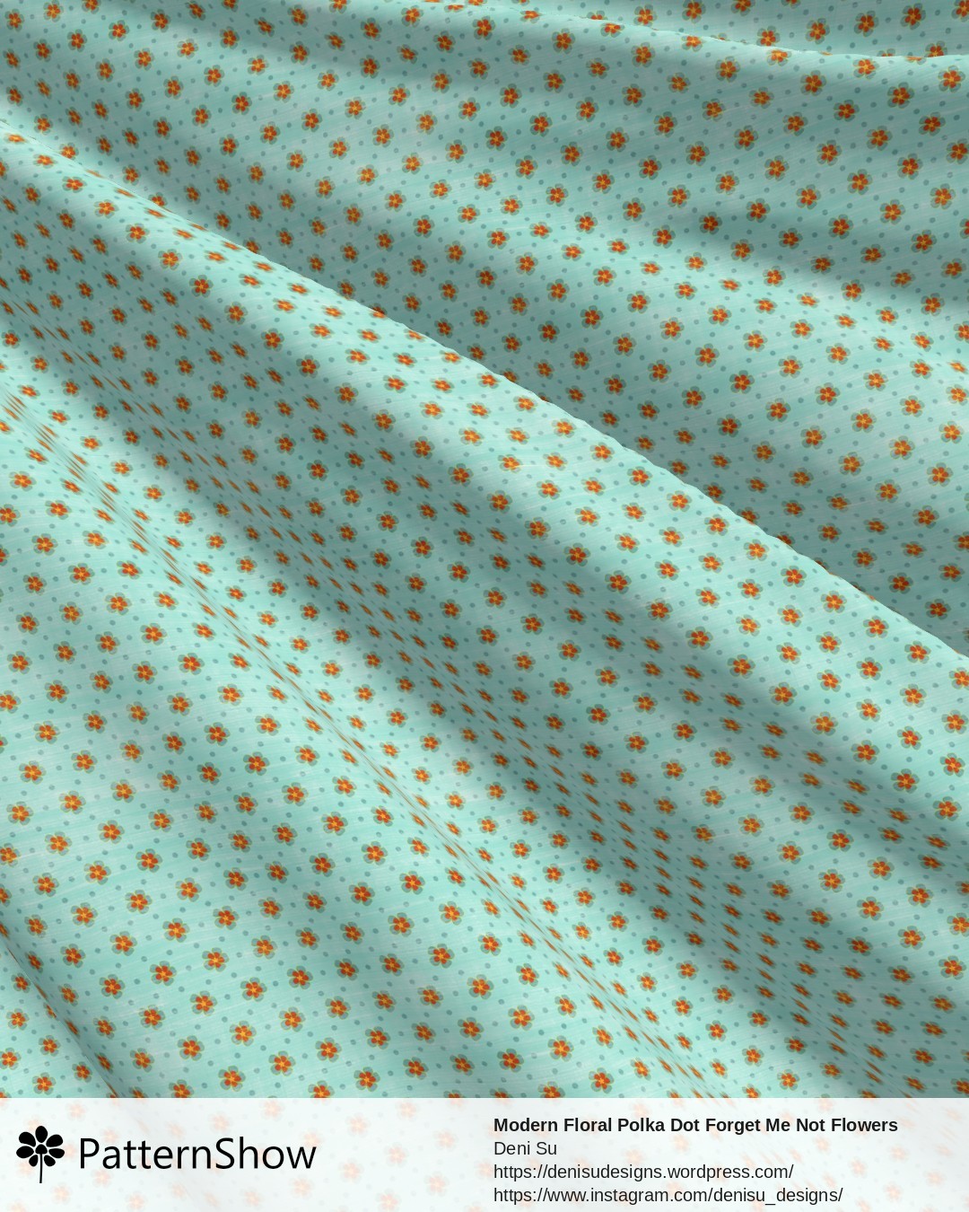 Modern Floral Polka Dot Forget Me Not Flowers - Aqua