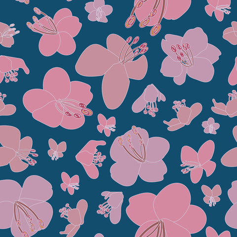 pink, lilac, navy