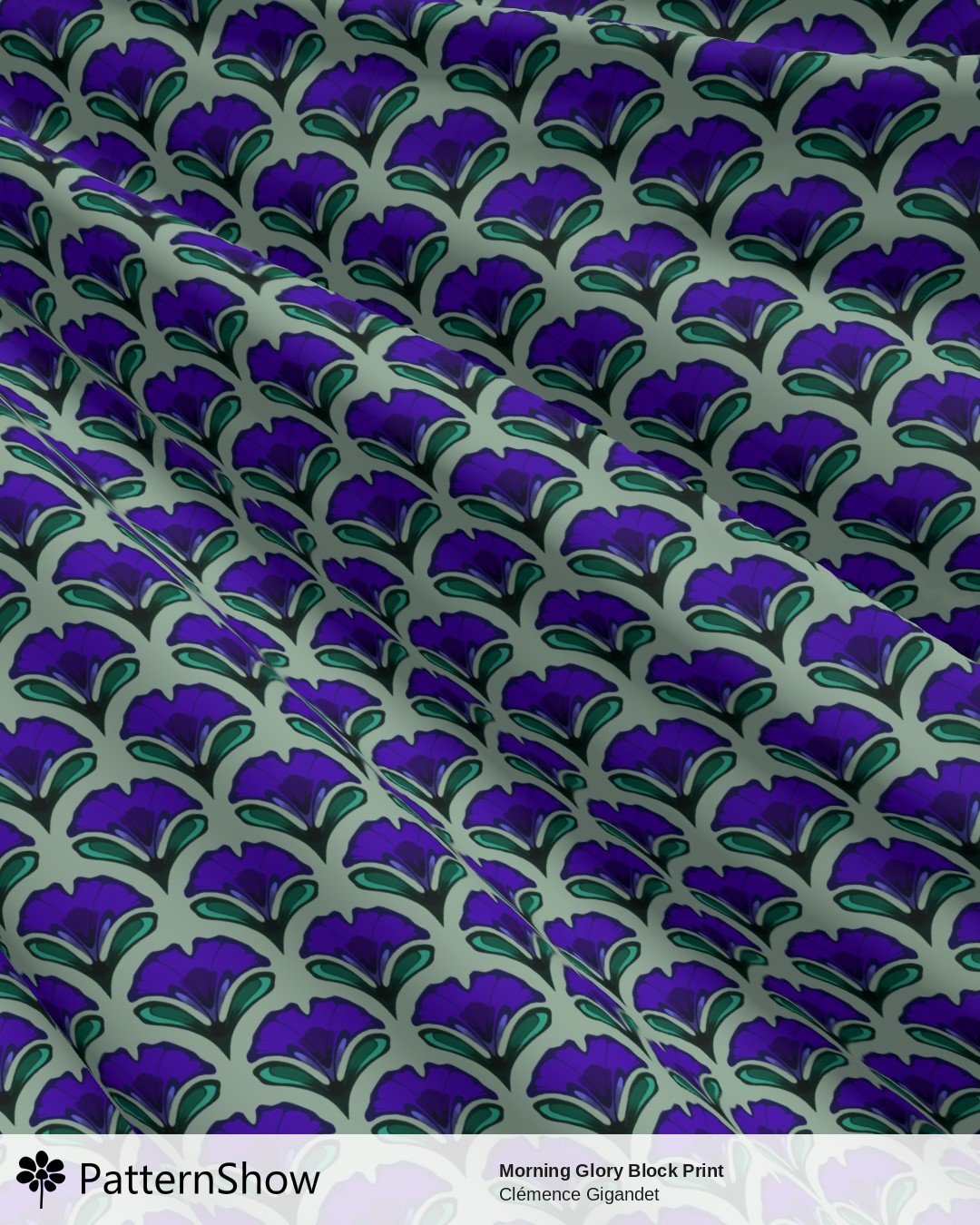 Morning Glory Block Print - Deep purple Bindweed