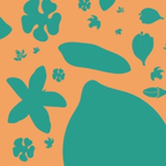 Fresh and summery lemon silhouettes - Retro citrus lemon seamless pattern in orange and teal