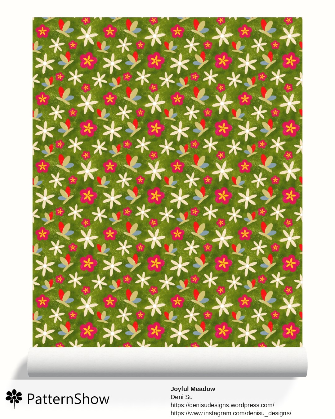 Joyful Meadow wallpaper - Green