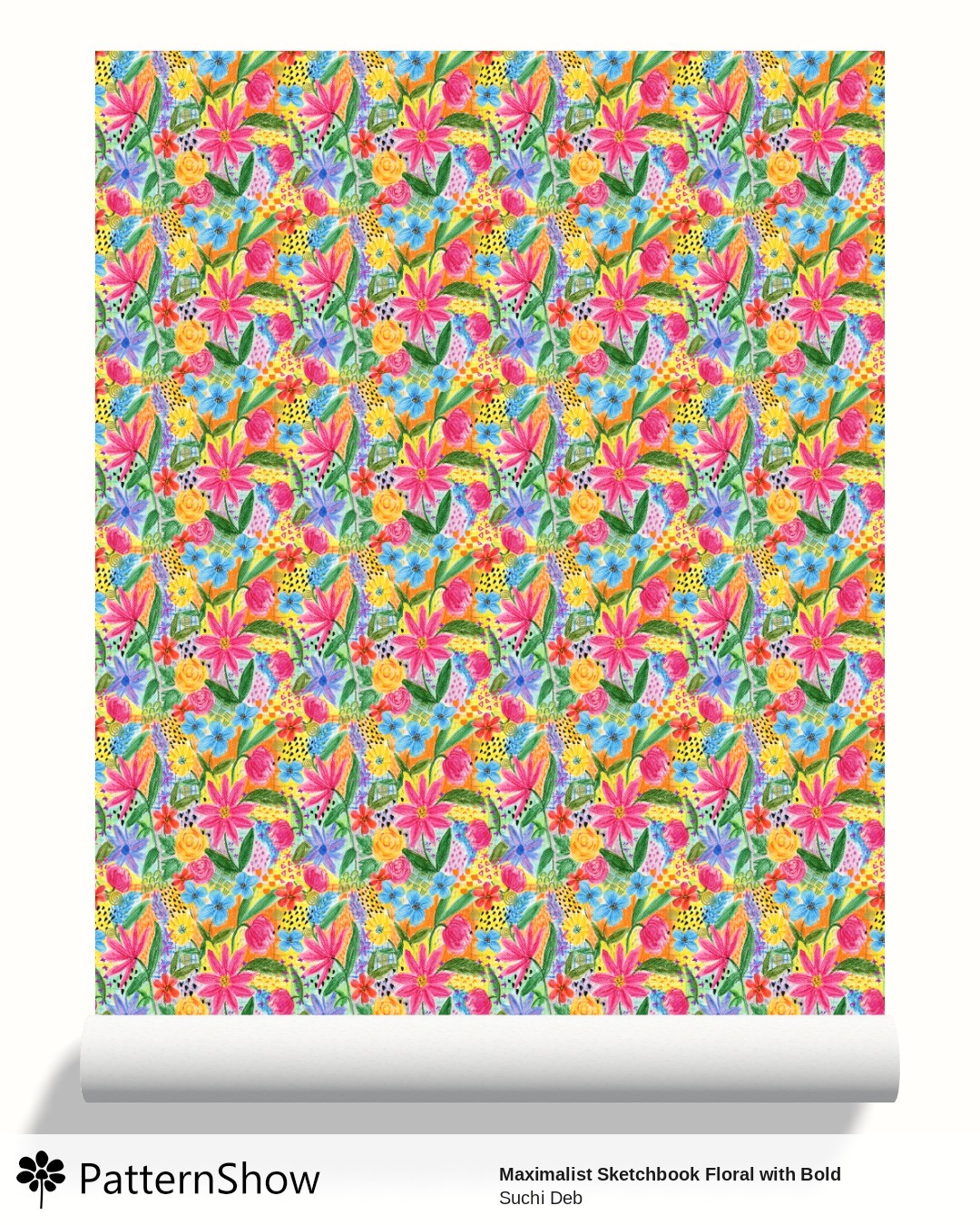 Maximalist Sketchbook Floral with Bold Hand-Drawn Textures  wallpaper - hand_drawn_craft_maximalist_sketchbook_floral