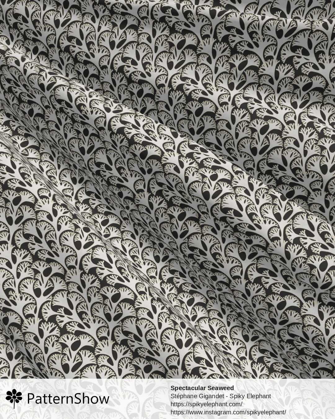 Spectacular Seaweed - Monochrome Grey White Dark Black