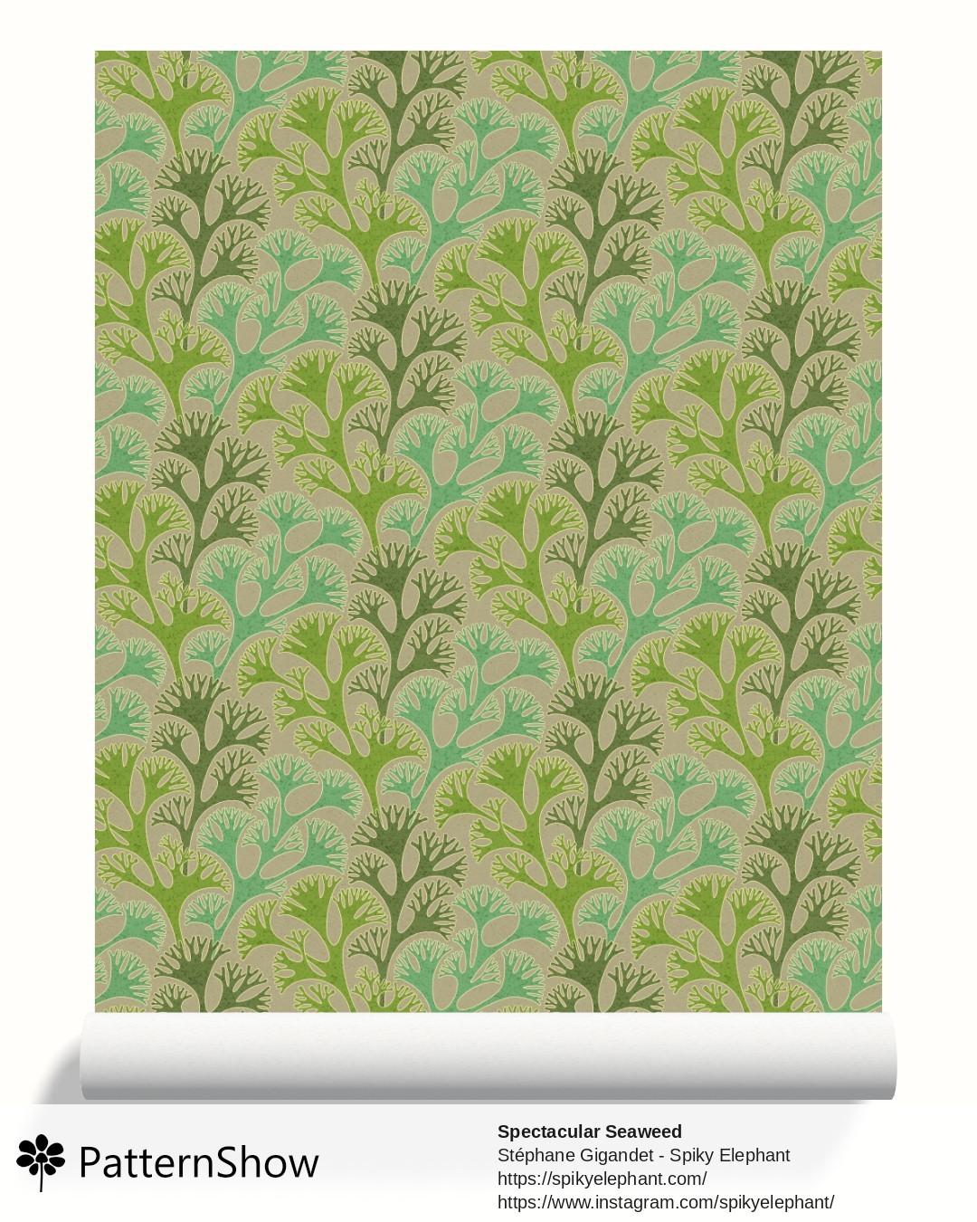 Spectacular Seaweed wallpaper - Dark Sage Green Artichoke Moss