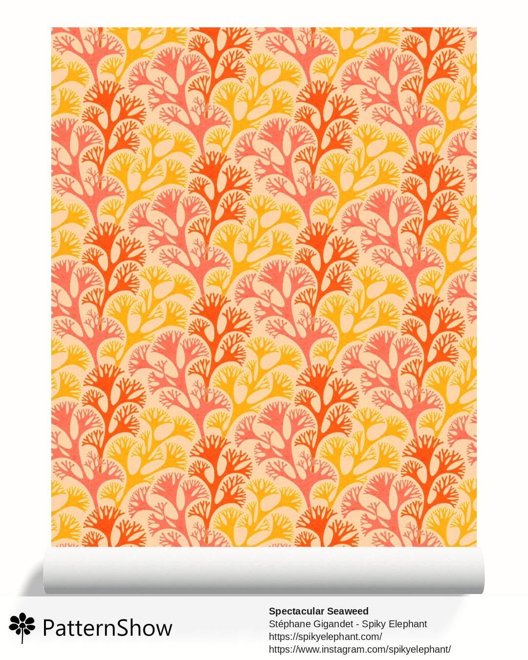 Spectacular Seaweed wallpaper - Salmon Pink Orange Yellow Gold Peach