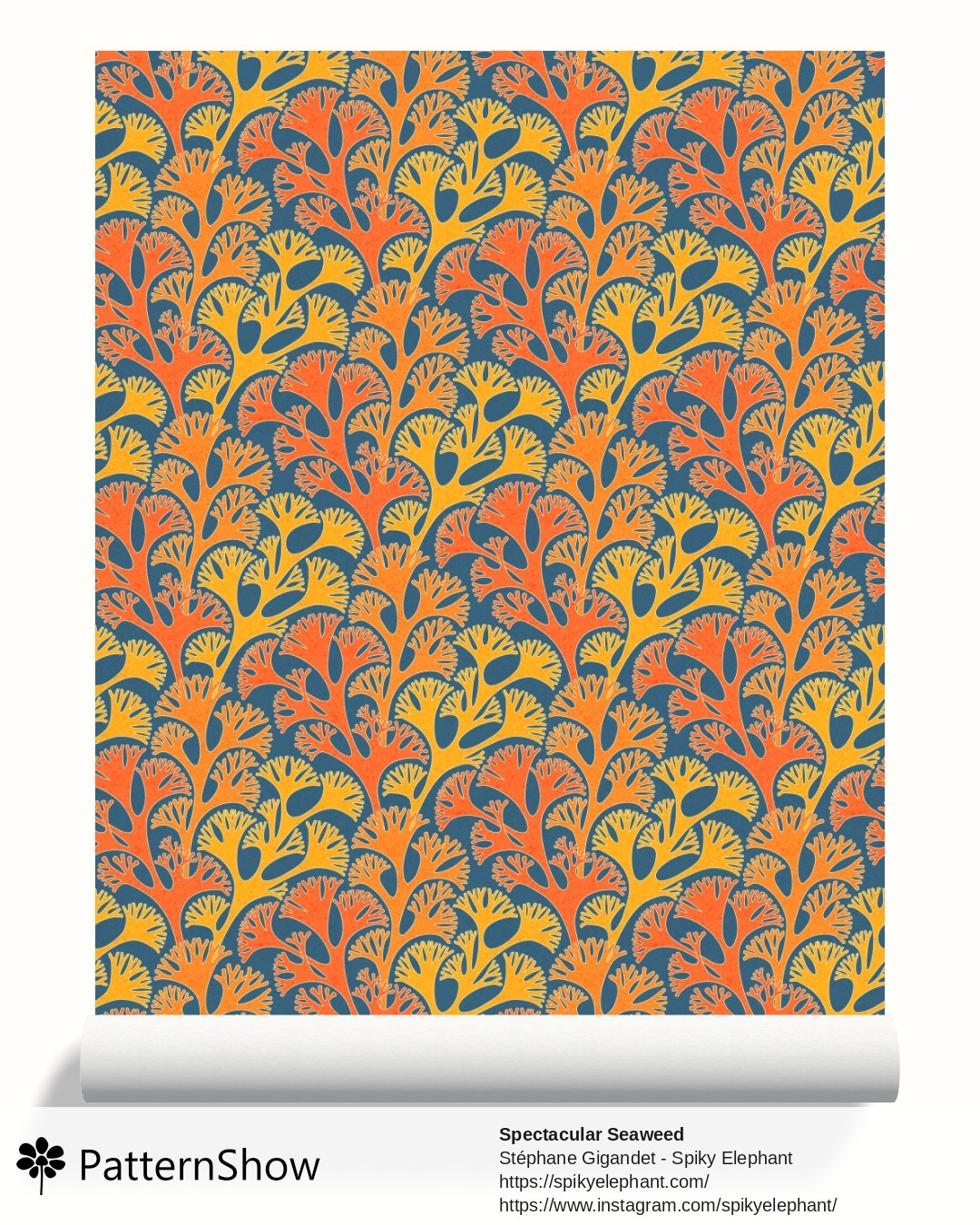 Spectacular Seaweed wallpaper - Orange Salmon Yellow Blue