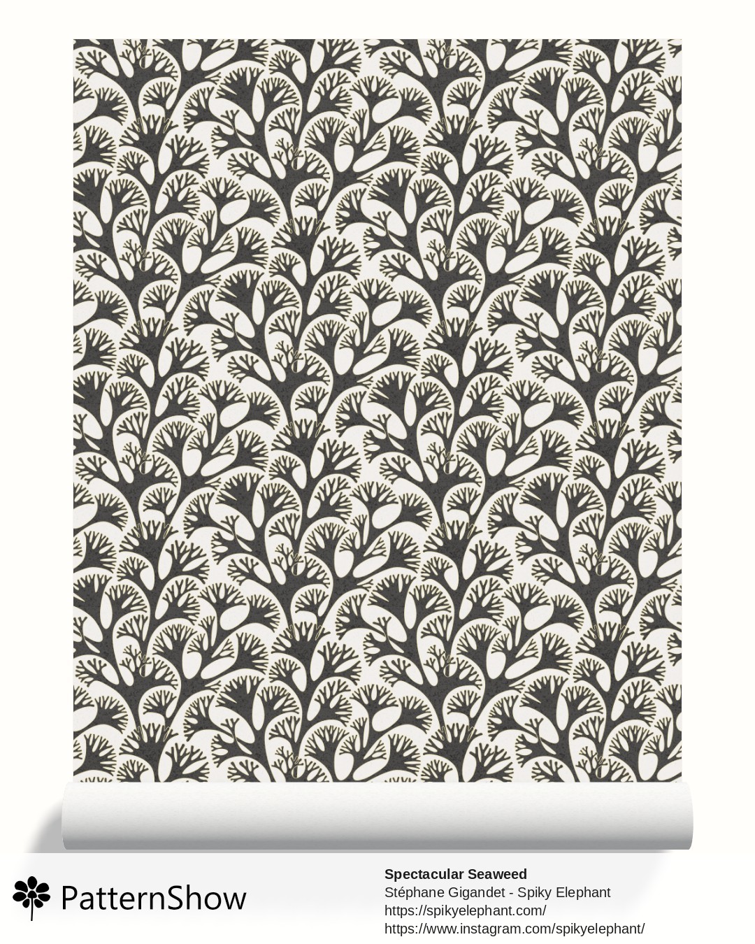 Spectacular Seaweed wallpaper - Dark Grey Gold Black