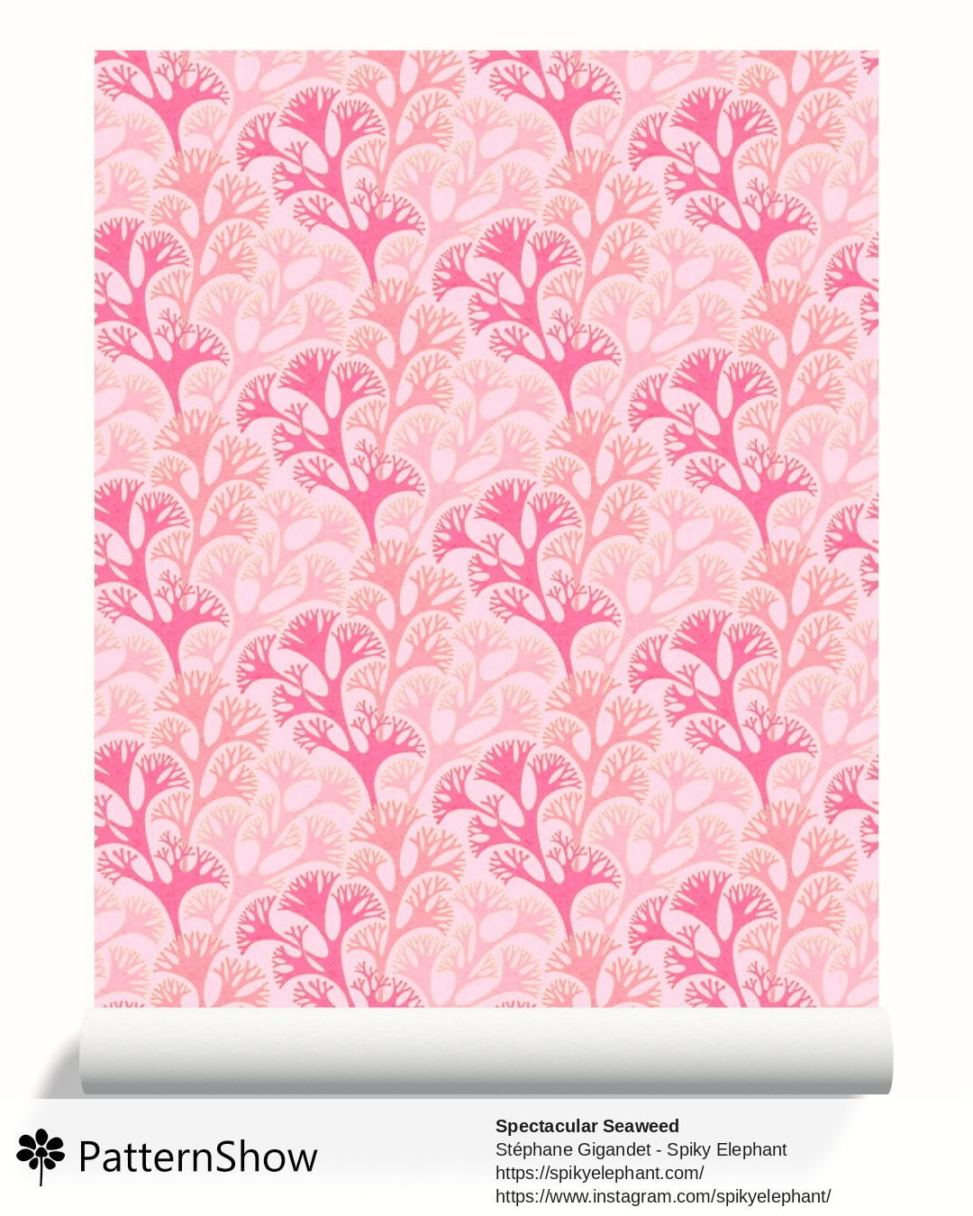 Spectacular Seaweed wallpaper - Shabby Chic Hot Pink Pastel Rose Gold