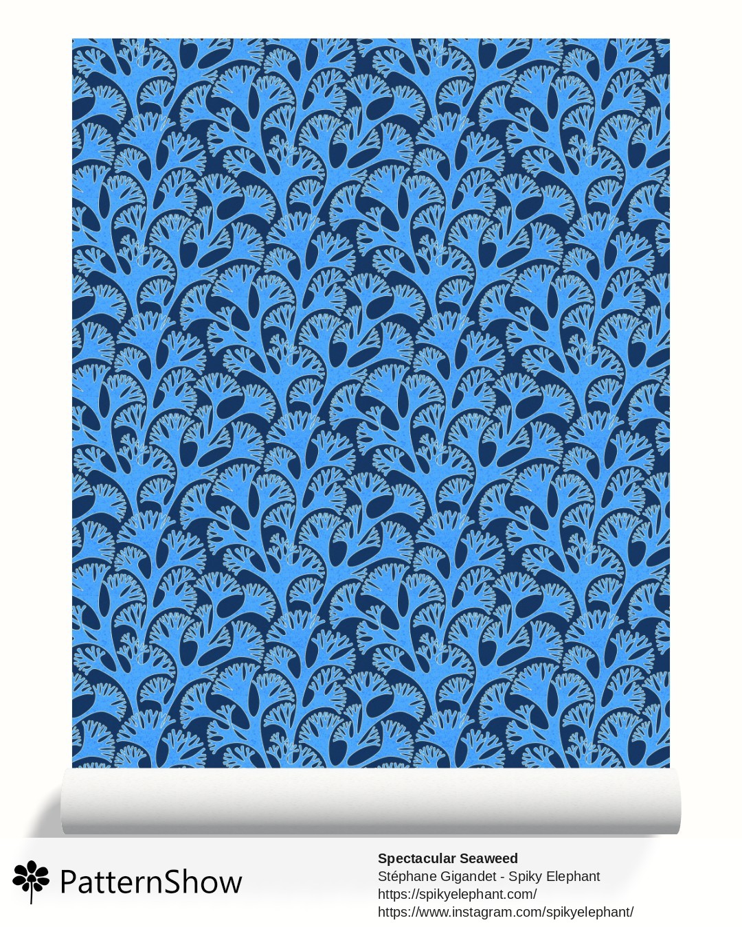 Spectacular Seaweed wallpaper - Cerulean Denim Deep Ocean Navy Blue