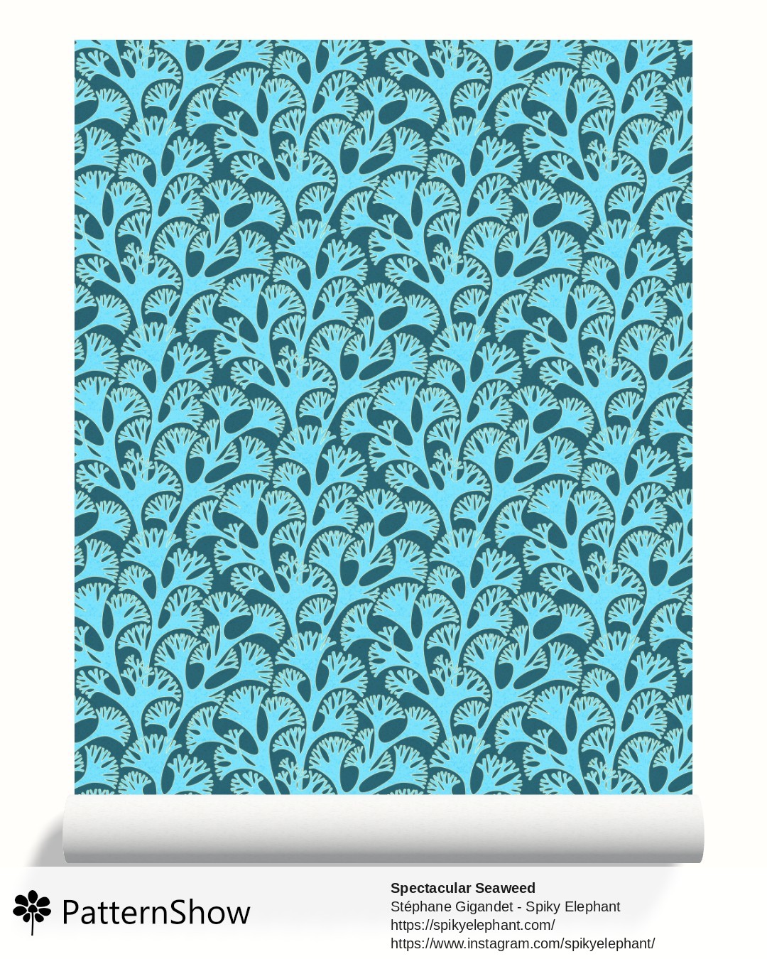 Spectacular Seaweed wallpaper - Teal Peacock Blue Artic Cyan
