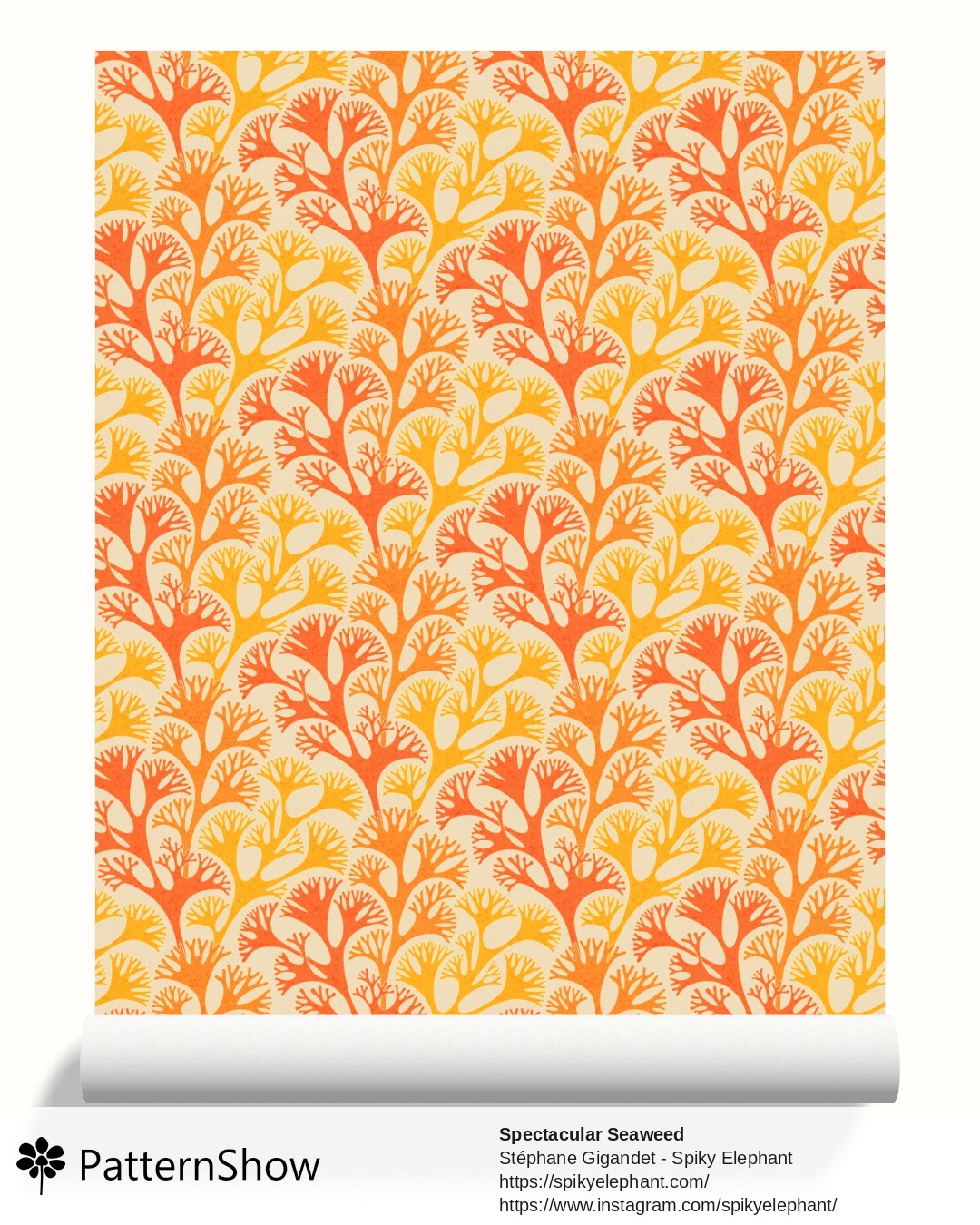 Spectacular Seaweed wallpaper - Tomato Red Orange Yellow Gold Beige