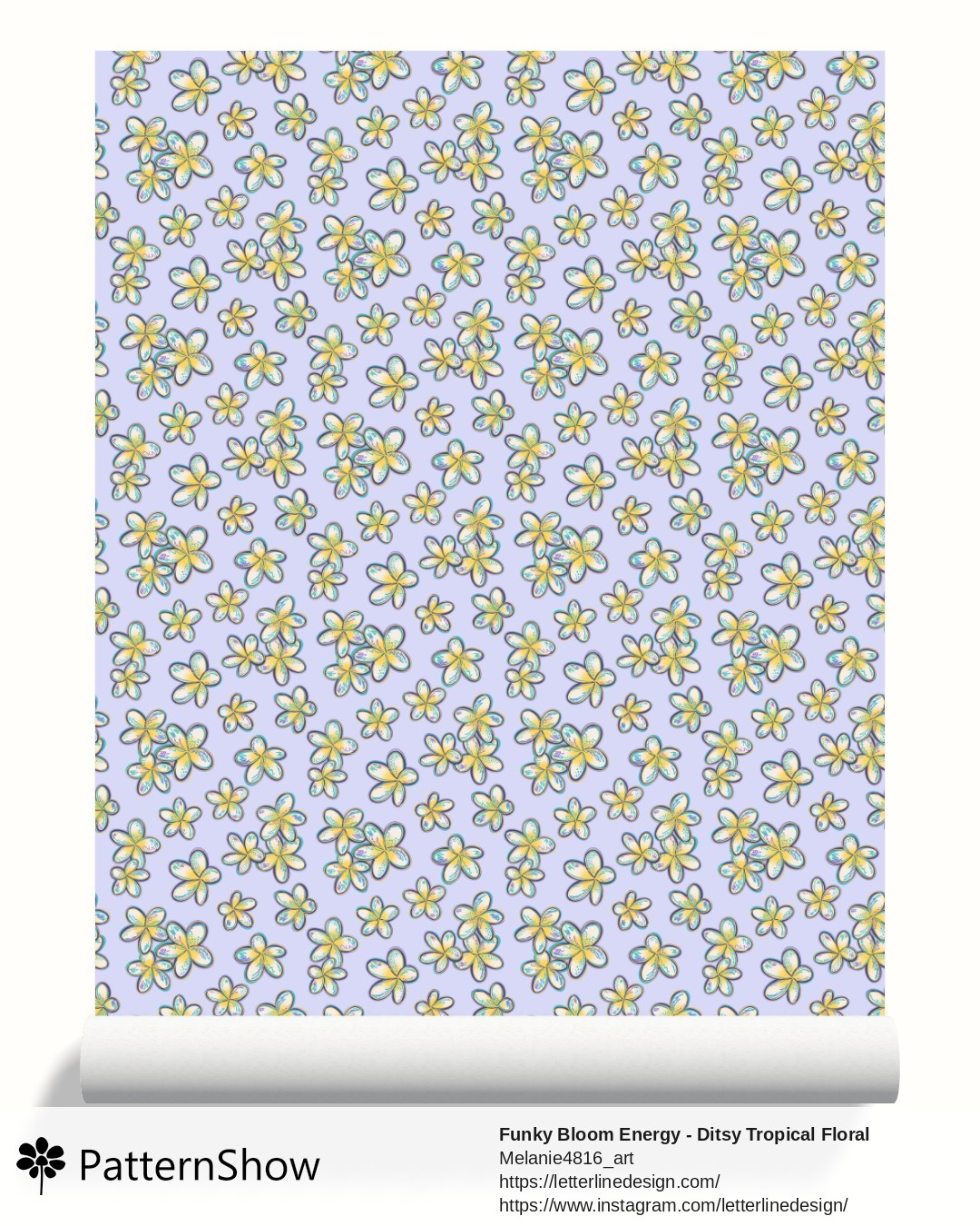 Funky Bloom Energy - Ditsy Tropical Floral Toss with Soft Yellow Flowers wallpaper - Funky Bloom Energy