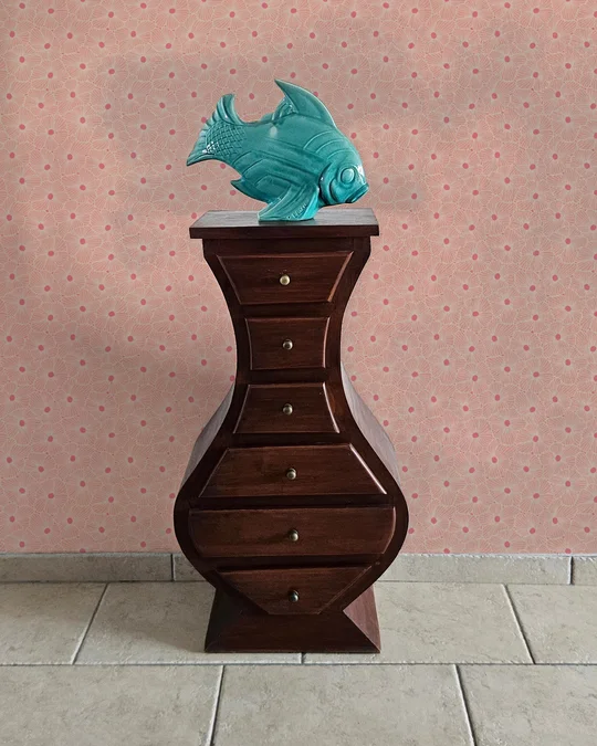Coral Reef Wallpaper in Pink and Salmon in Coastal Cottage